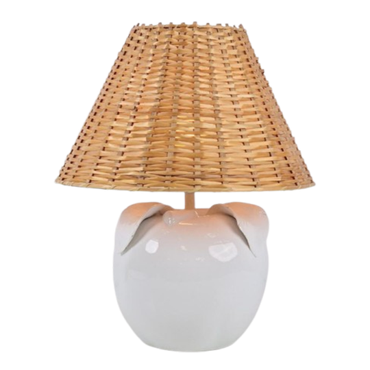 Vintage Appel Tafellamp Keramiek Wit Eclectic ‘70 Sculptuur 1