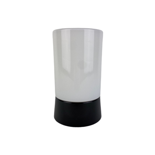 Witte Cilindervormige Art Deco Raak Plafondlamp Met Zwart Armatuur - Tnc1 1