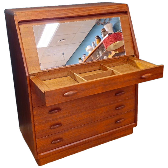 Vintage dyrlund Deense Secretaire Bureau Kast Ladekast 1