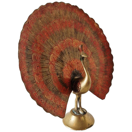 Messing Pauw Beeldje Vintage Beeld Vogel Beeldje 1
