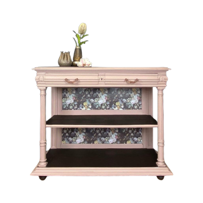 Restyled Buffetkast Dressoir Oude Roze Met Bloemenprint