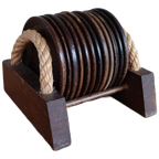 12 Houten Onderzetters In Houder thumbnail 1