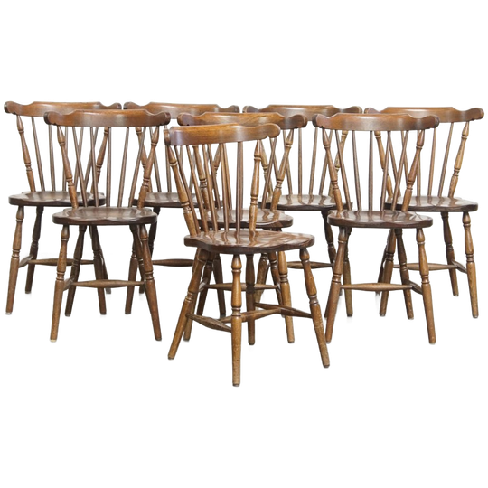 Leuke Set Van 8 Antieke Hollandse Houten Spijlen Stoelen Met Een Prachtig Patina 1