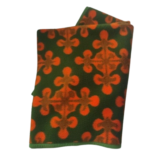 Vintage Deken Dralon Groen Oranje 1