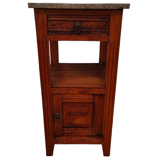 Vintage Antiek Nachtkastje Bijzetkastje Met Marmer Blad 502 1