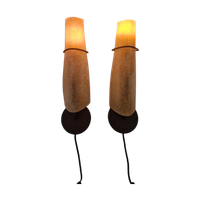 2 Vintage Lampen Design Massive Metaal Glas.