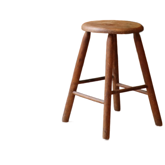Antieke Eikenhouten Kruk 1