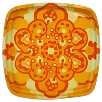 70's Vintage Dienblad Jaren 70 Blikken Dienblad Met Bloemen