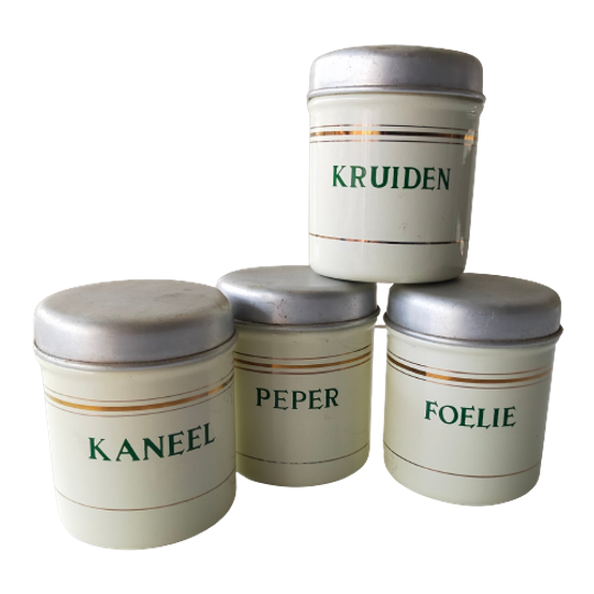 Emaille Creme Kruidenbusjes 4 Stuks 1