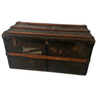 Een Houten Hutkoffer/ Reiskist Oftewel "steamer Trunk", Ca. 1900