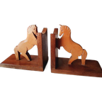 Boekensteunen Paard Set Hout thumbnail 1