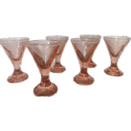 Vintage Franse Set Van 6 Roze Glazen Coupes Of Schalen In Art Deco Stijl! thumbnail 1