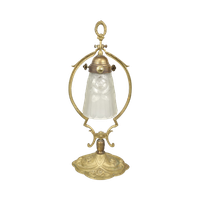 Bronzen Tafellamp Met Art Deco Persglas
