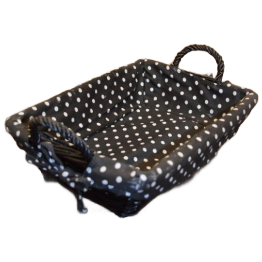 Rechthoekig Zwarte Mand Met Gestippelde Bekleding – Vlechtwerk Van Wilgentenen 1