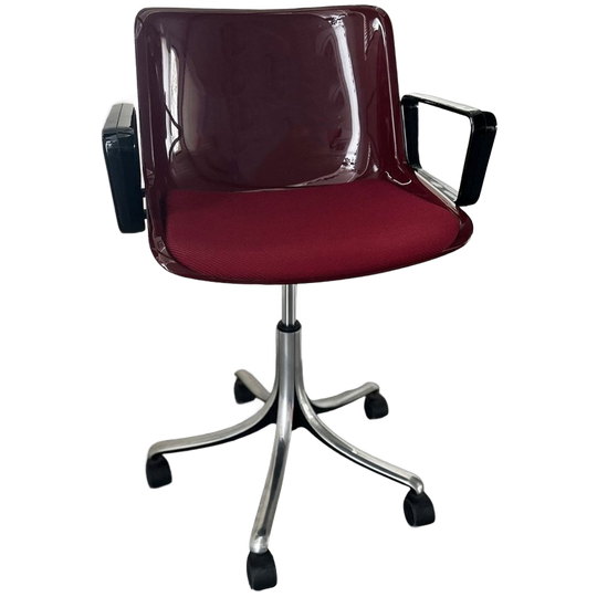 Vintage Italiaanse Bordeaux Bureaustoel 'modus' Van Osvaldo Borsani 1