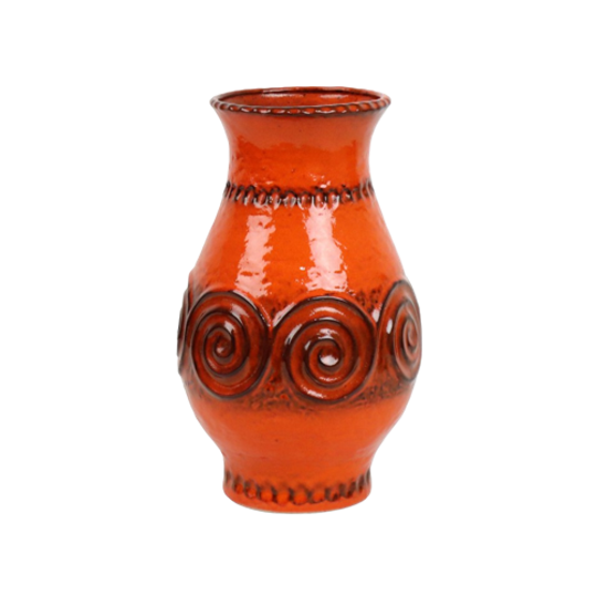 Vintage Oranje Vaas Jasba West Germany Aardewerk Retro 322 11-28 1