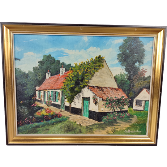 A. Dugardyn - Schilderij - Vissershuisje Oostduinkerke 1