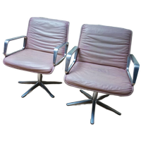 Set Van 2 Delta Wilkhahn Bureaustoelen In Rose Leer, 1968