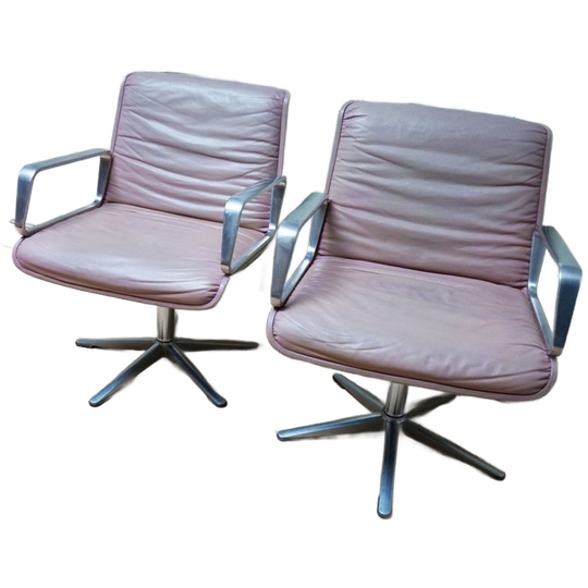 Set Van 2 Delta Wilkhahn Bureaustoelen In Rose Leer, 1968 1