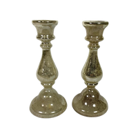 Set Van 2 Kwikzilveren Kandelaars, Rond 1900 (armeluiszilver)