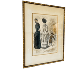 Antieke Ingelijste Franse Modeprent 1845 thumbnail 1