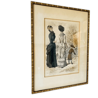 Antieke Ingelijste Franse Modeprent 1845