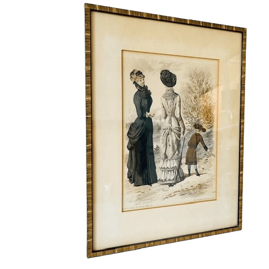 Antieke Ingelijste Franse Modeprent 1845 1