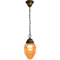 Art Deco Hanglamp Met 6 Hoekige Kap Aan Ketting, Jaren 30