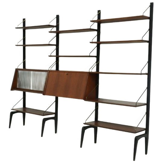 Free Standing Teak Wall Unit By Louis Van Teeffelen For Webe 1950s 1