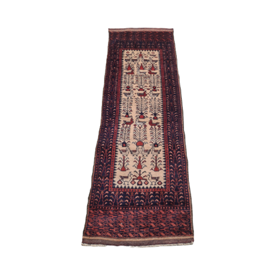 Vintage Handgeknoopt Afghaanse Wollen Loper 1