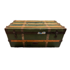 Hutkoffer, Kist, Groen Met Houten Latjes thumbnail 1