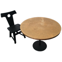 Messing Gepatineerde Tafel Rond Wabi Sabi Gietijzer Voet Pedrali