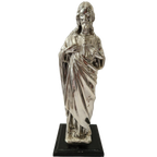 Italian Jesus Christ Sculpture Silver Plated Argenti 725 Heart Of Sacred thumbnail 1