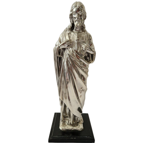Italian Jesus Christ Sculpture Silver Plated Argenti 725 Heart Of Sacred 1