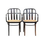Set Van 2 Houten Eetkamerstoelen In Thonet Stijl Met Rieten Zitting thumbnail 1