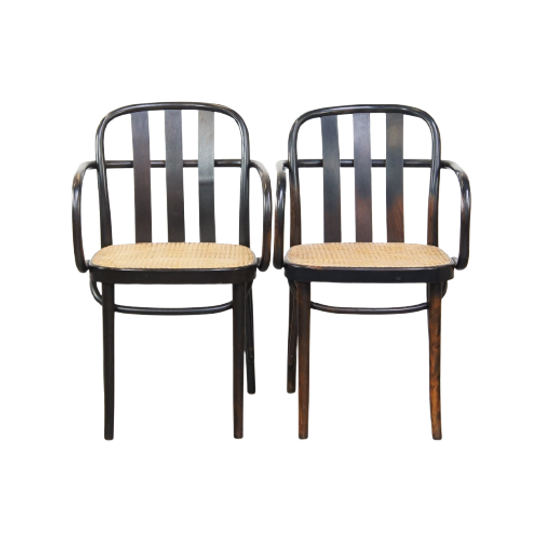 Set Van 2 Houten Eetkamerstoelen In Thonet Stijl Met Rieten Zitting 1