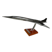 Xl Scale Model Of An Airplane (Silver Plated) - Mounted On Wooden Base - Aérospatiale Concorde (1