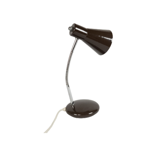 Tafellampje -'gooseneck' - Chroom - Metaal - Vintage Design - Italie - 1970's 1