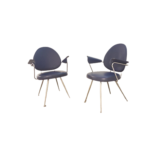 Mid Century W.h. Gispen For Kembo – “model 302” Set Of 2 Chairs 1