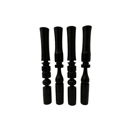 Set Of 4 Ebony Hand Turned Wooden Edwardian Candle Sticks , 1900’S