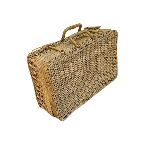 Rotan Mandje/Koffertje Vintage Riet