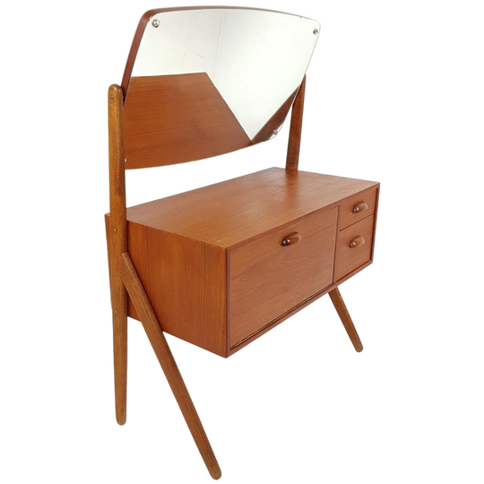 Vintage Deense Kaptafel Teak | Make Up Kastje Teak 1