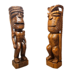 2 Levensgrote Solide Houten Tiki Beelden Kanaloa En Ku (179Cm Hoog) / Huge Hawaian Tiki Gods Statues thumbnail 1