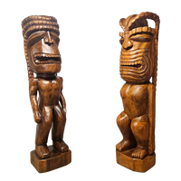 2 Levensgrote Solide Houten Tiki Beelden Kanaloa En Ku (179Cm Hoog) / Huge Hawaian Tiki Gods Statues