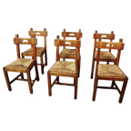 Set Of Six Brutalist, Rustic Dining Chairs thumbnail 1