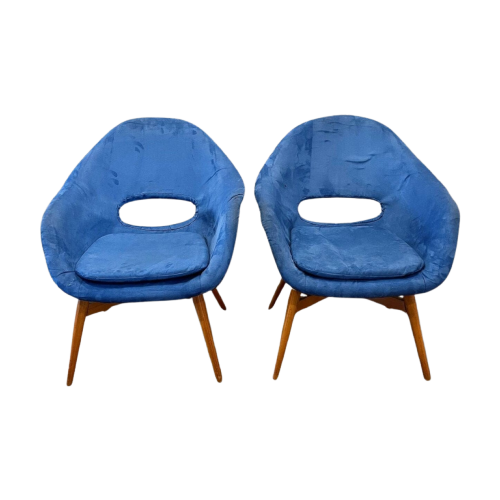 Shell Armchairs By Miroslav Navratil, Set Of 2 - Blue