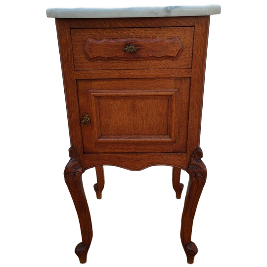 Vintage Hoog Frans Antiek Nachtkastje Bijzetkastje Met Marmer Blad 502 1