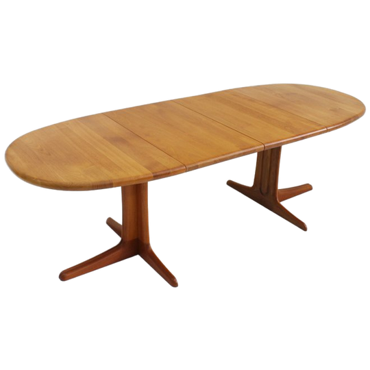Vintage Deense Ovalen Uitschuifbare Eettafel Tafel Massief Teak 1