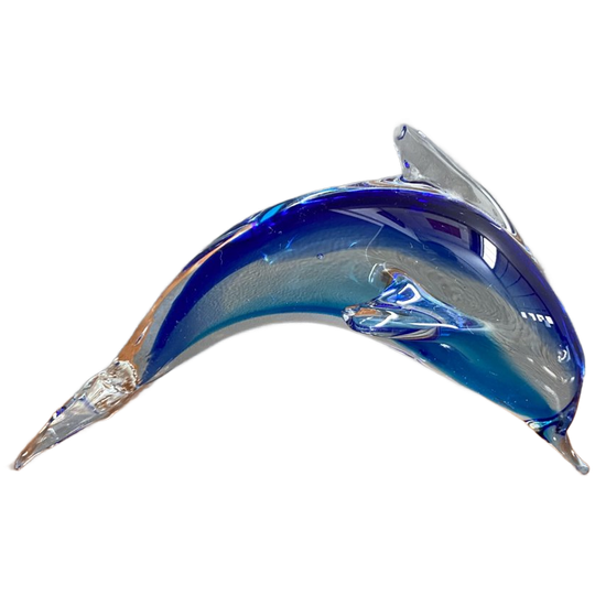 Blue Glass Dolphin Czech Glass 1970s 1