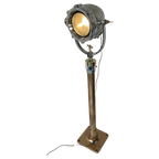 Antique Naval Searchlight Mounted On Brass Base - The Real Deal! - Fully Original And Rewired thumbnail 1